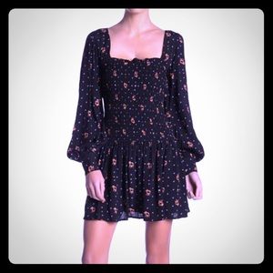 NWT Free People Two Faces smocked floral dress L